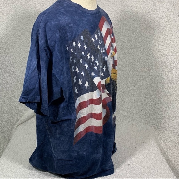 The Mountain American Flag & Eagle T-Shirt Mens XXL Blue Tie-Dye Patriotic Y2K - Picture 2 of 5